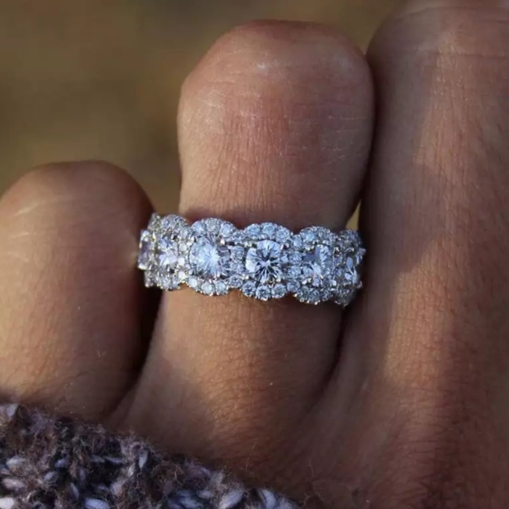 NEW💍925 STERLING SILVER ETERNITY DIAMOND RING